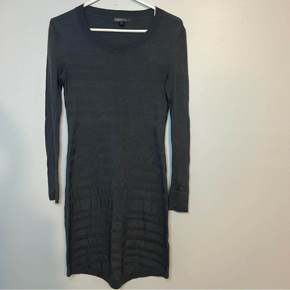 Toad & CO Womens Crew Neck Merino Blend Sweater Dress Sz XS Gray Lightweight